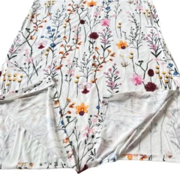 Noracora White Multicolored Floral V-Neck Cap Sleeve Casual Maxi Dress - Picture 7 of 15